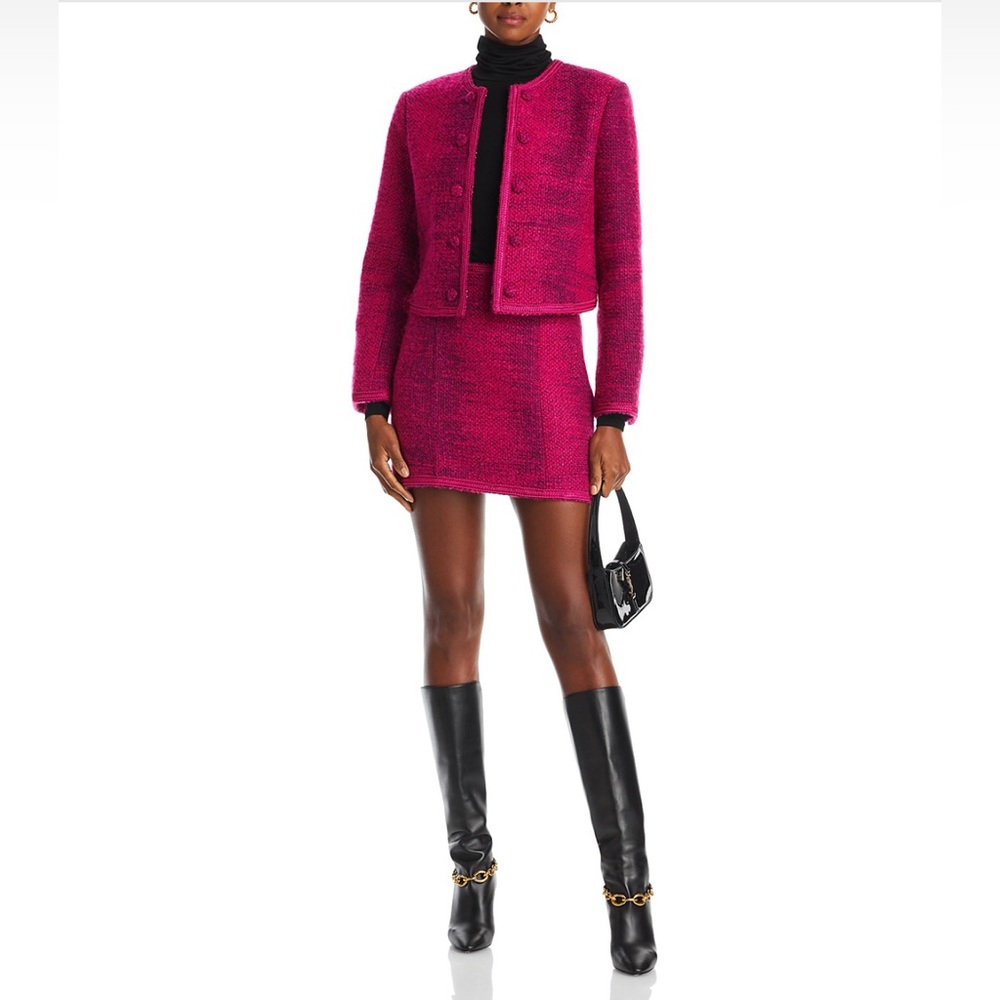 AQUA Tweed Collarless Jacket & Skirt Set – Exclusive, Sold Out